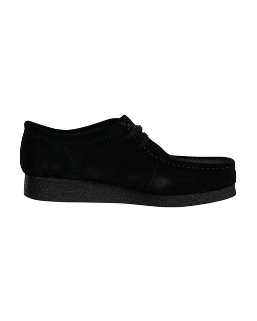 Clarks Black Wallabee Evo Suede Shoes for men