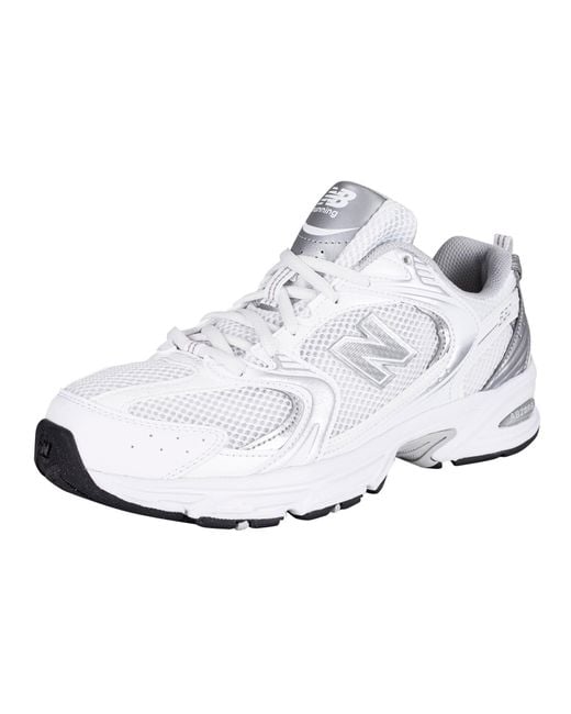 New Balance Lace 530 Mesh Running Trainers in White/Silver Metallic