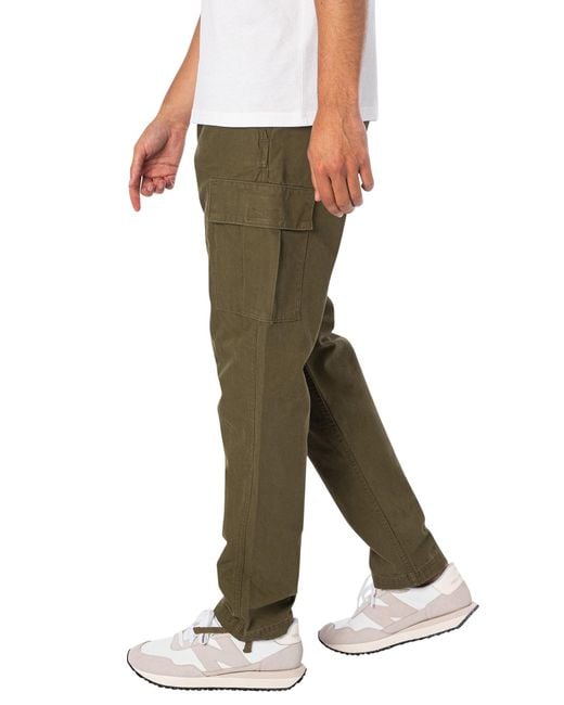 Jack & Jones Green Kane Barkley Loose Cargo Trousers for men