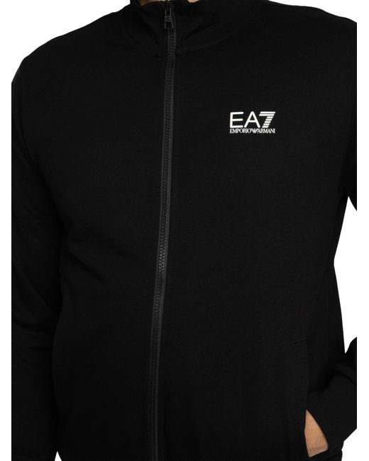 EA7 Black Aperta Zip Track Jacket for men