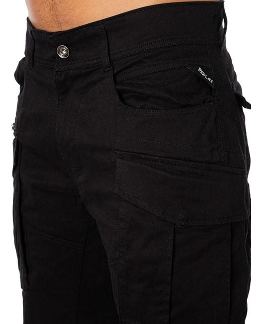 Replay Black Cargo Shorts for men