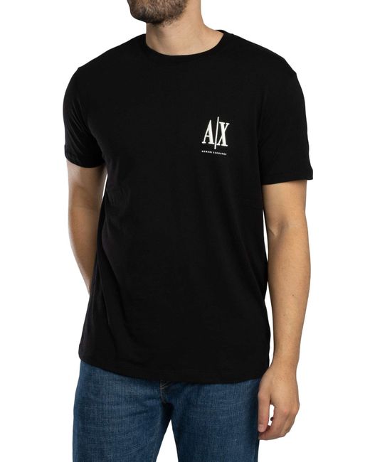 ARMANI EXCHANGE Black Chest Logo T-shirt for men