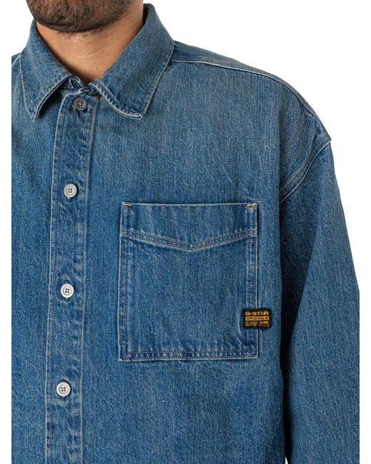 G-Star RAW Blue Boxy Fit Overshirt for men