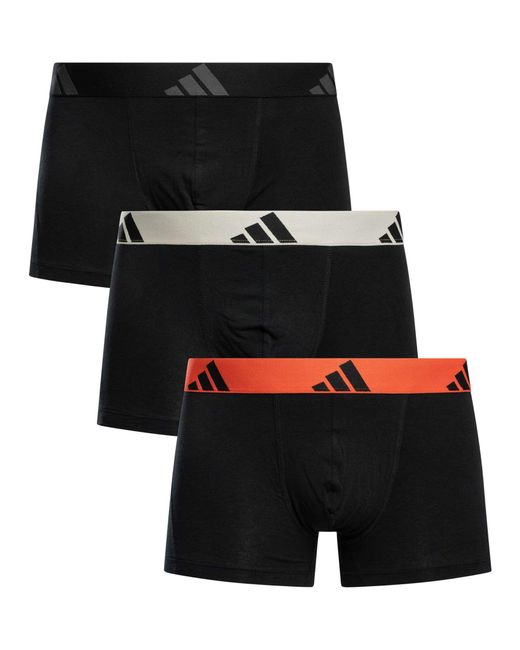 Adidas Black 3 Pack Active Flex Cotton Trunks for men