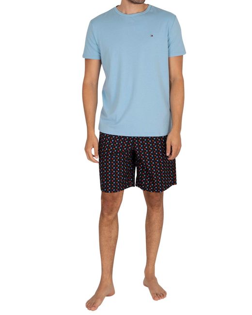 Tommy Hilfiger Cotton Short Woven Pyjama Set in Blue for Men - Lyst