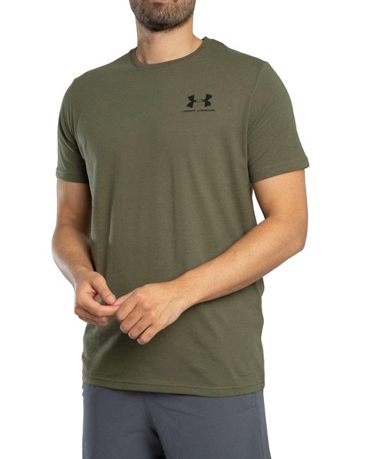 Under Armour Green Loose Left Chest Logo T-shirt for men