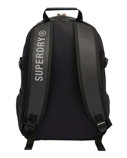Superdry Black Tarp Emb Backpack for men