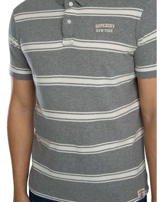 Superdry Gray Vintage Stripe Polo Shirt for men
