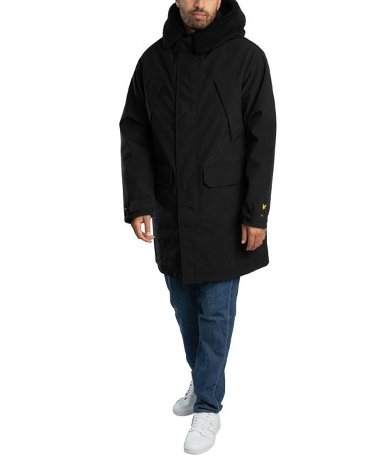 Lyle & Scott Black Cold Weather Parka Jacket for men