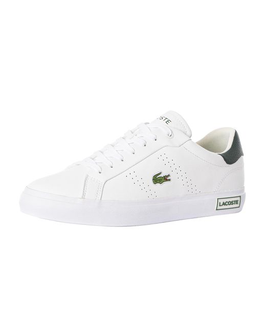 Lacoste White Powercourt 2.0 124 3 Sma Leather Trainers for men