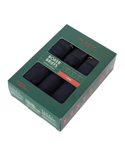 Ted Baker Blue 3 Pack Cotton Stretch Boxer Briefs for men