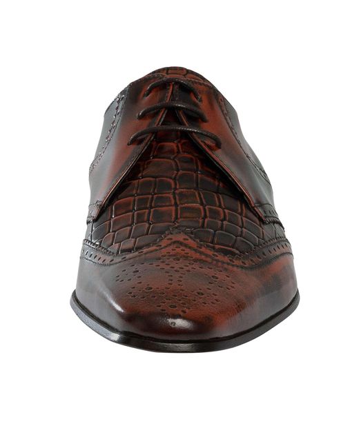 Jeffery West Brown Leather Derby Shoes for men