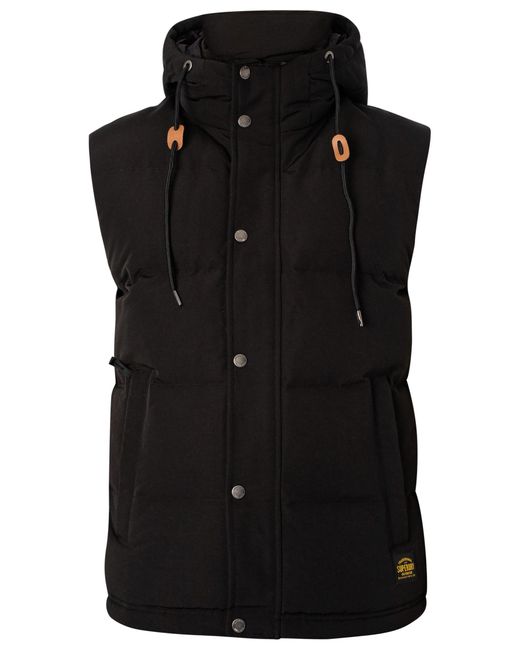 Superdry Black Everest Hooded Puffer Gilet for men