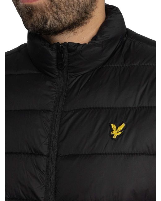 Lyle & Scott Black Funnel Neck Wadded Jacket for men