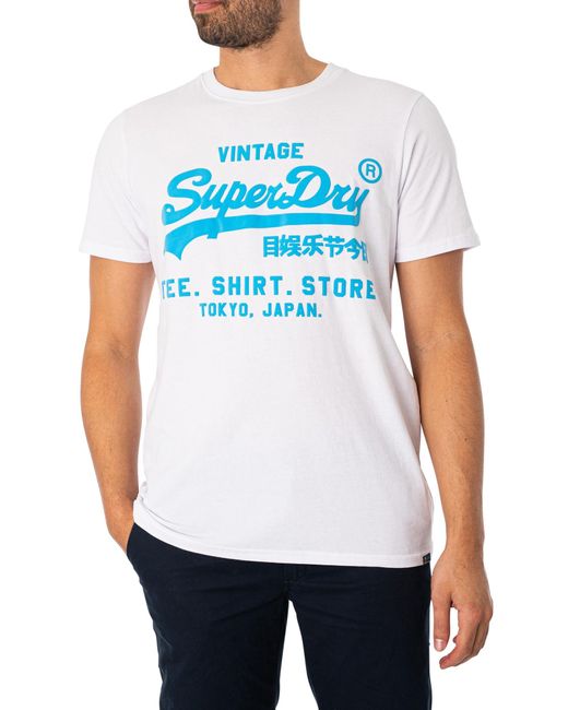 Superdry White Neon Vintage Logo T-shirt for men