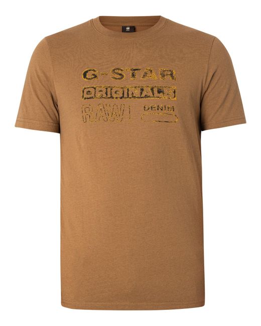 G-Star RAW Blue Distressed Originals Slim T-shirt for men
