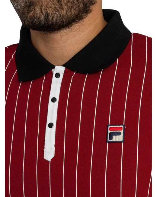 Fila Red Bb1 Classic Vintage Striped Polo Shirt for men