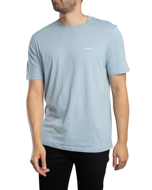 HUGO Blue Dero222 Chest Logo T-shirt for men