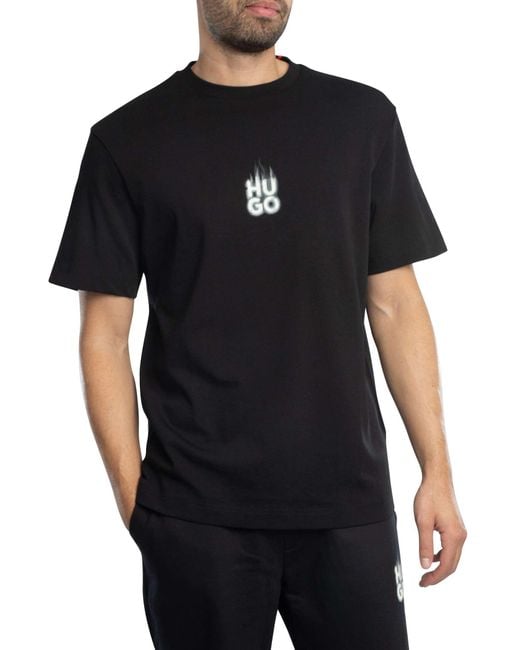 HUGO Black Dalsar Back Fade Logo T-shirt for men