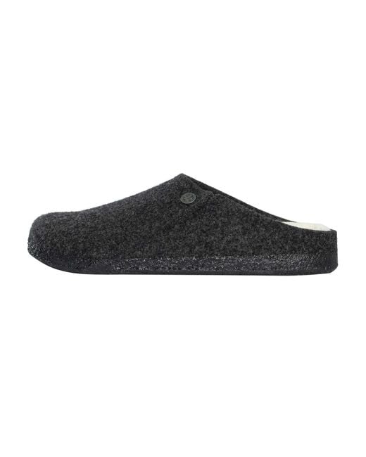 Birkenstock Black Zermatt Rivet Wool Felt Slippers for men