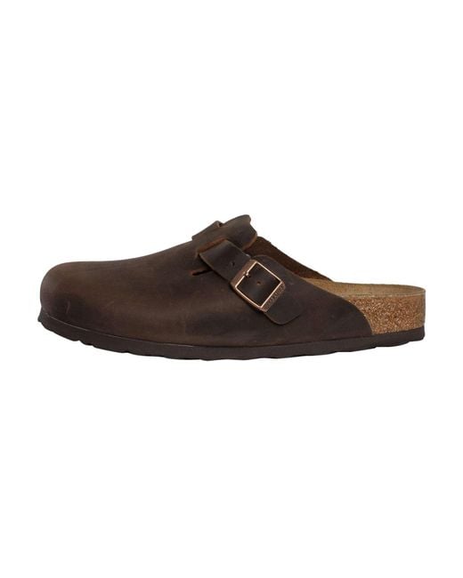 Birkenstock Brown Boston Leather Clogs for men