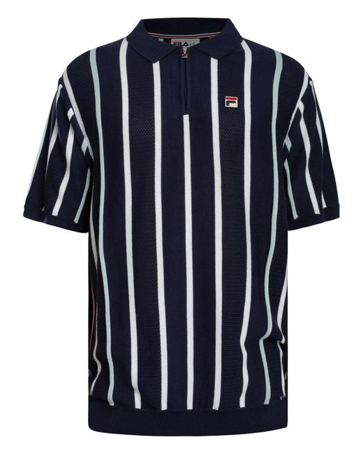 Fila Blue Giorgio Patchwork Knitted Polo Shirt for men