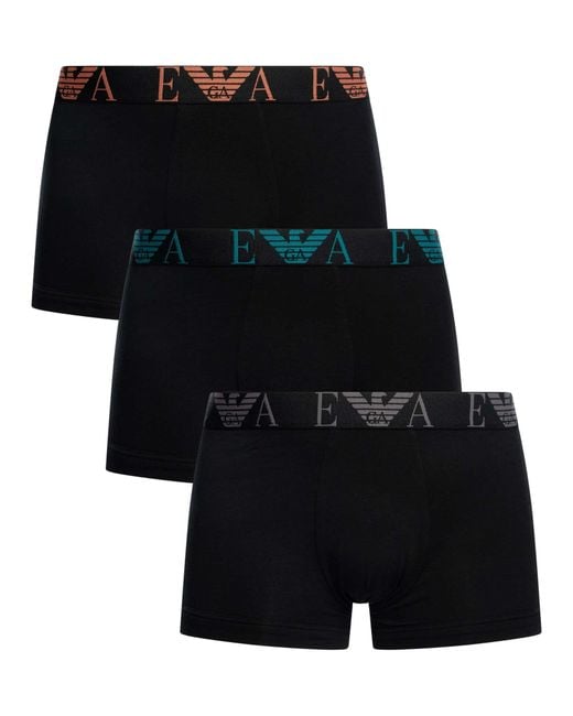 Emporio Armani Black 3 Pack Trunks for men