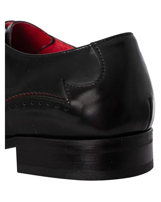 Jeffery West Black Polished Leather Derby Shoes for men