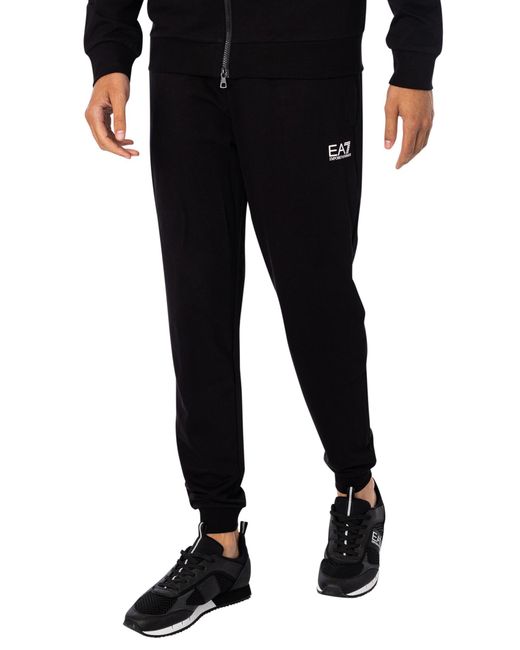 EA7 Black Zip Hooded Tracksuit for men