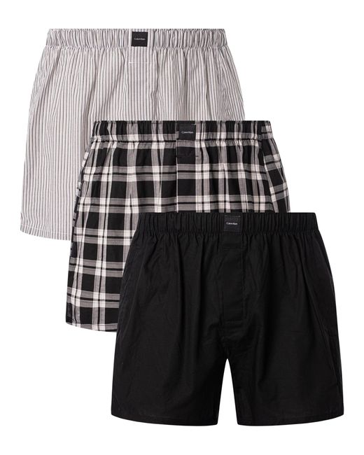 Calvin Klein Gray 3 Pack Cotton Classics Woven Boxers for men