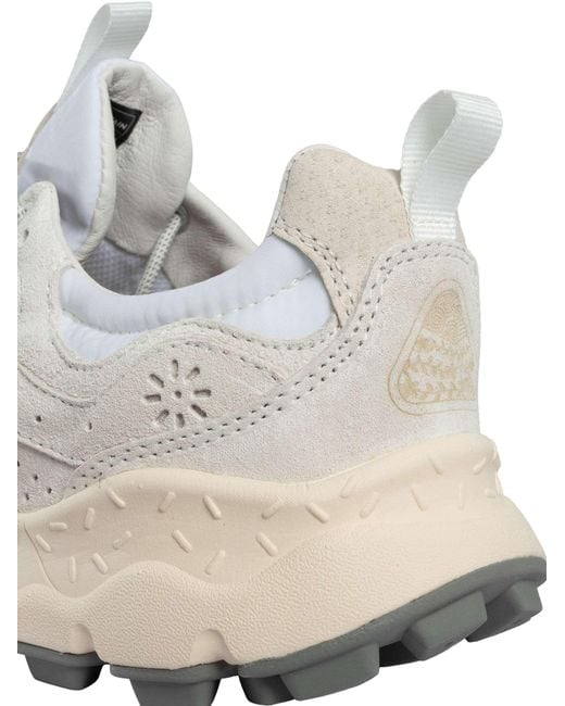 Flower Mountain White Yamano Suede Trainers for men