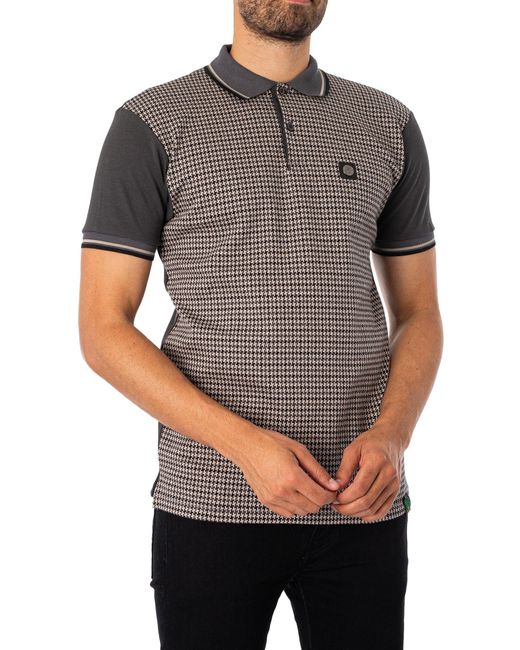 Trojan Gray Houndstooth Panel Polo Shirt for men