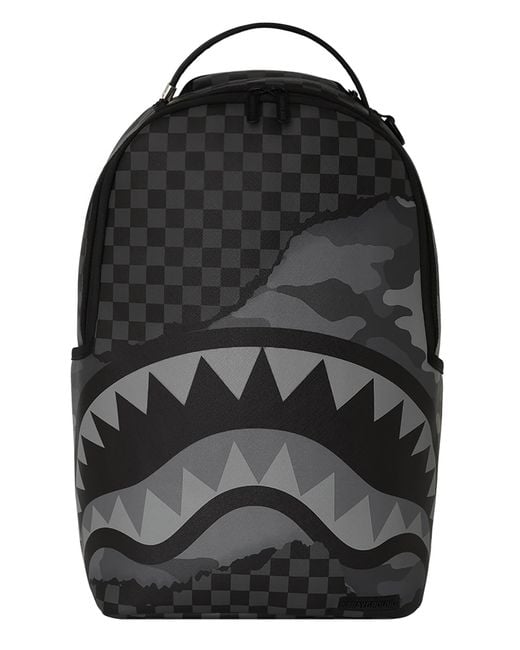 Sprayground Black Split Up Camo Tear Backpack for men