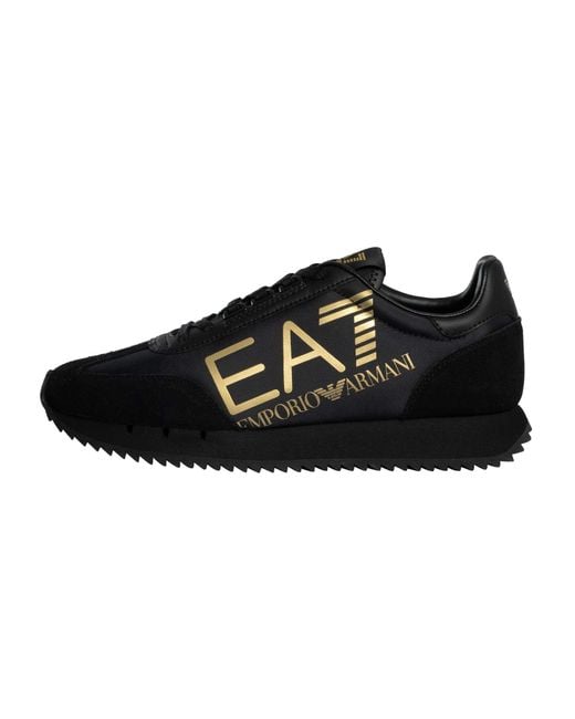EA7 Black Big Logo Trainers for men