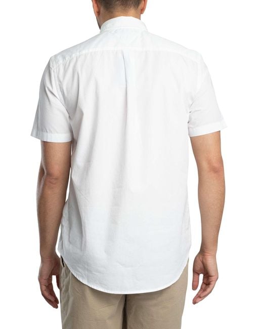 Tommy Hilfiger White Flex Poplin Solid Short Sleeved Shirt for men