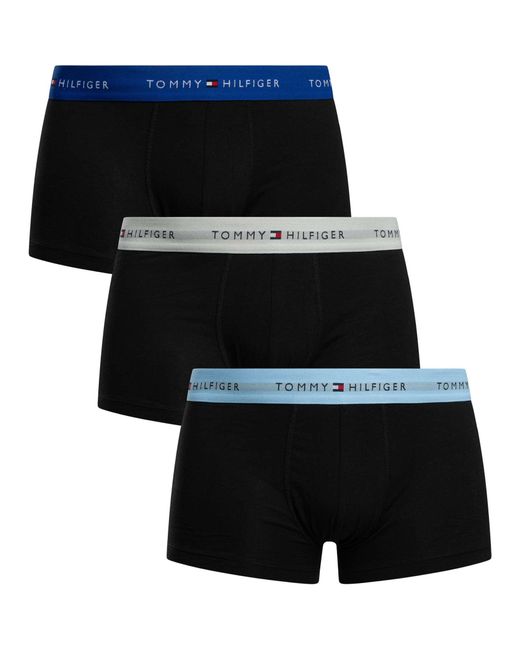 Tommy Hilfiger Black 3 Pack Signature Cotton Essentials Trunks for men