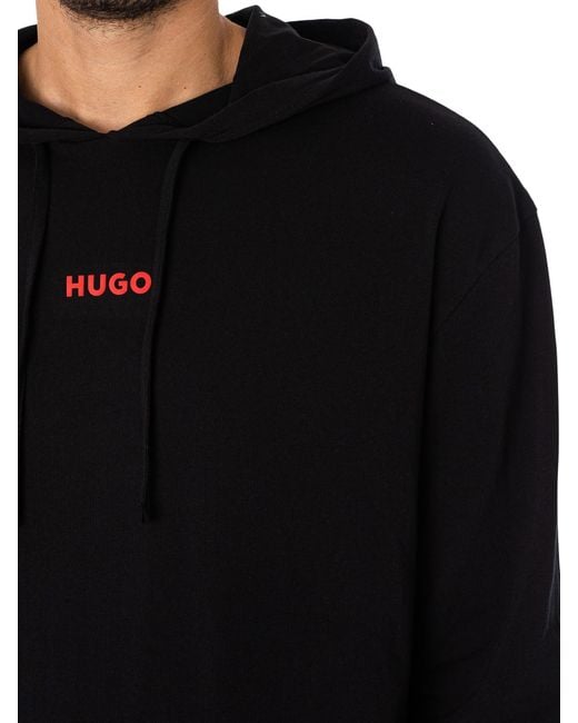 HUGO Black Linked Lounge Pullover Hoodie for men