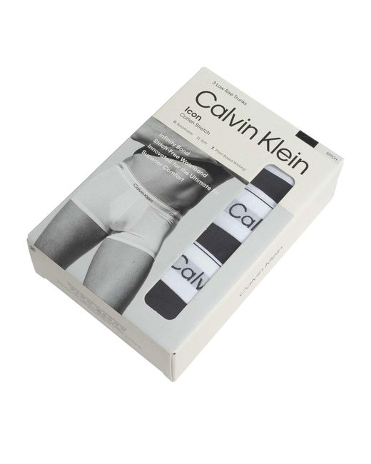Calvin Klein Black 3 Pack Icon Low Rise Trunks for men