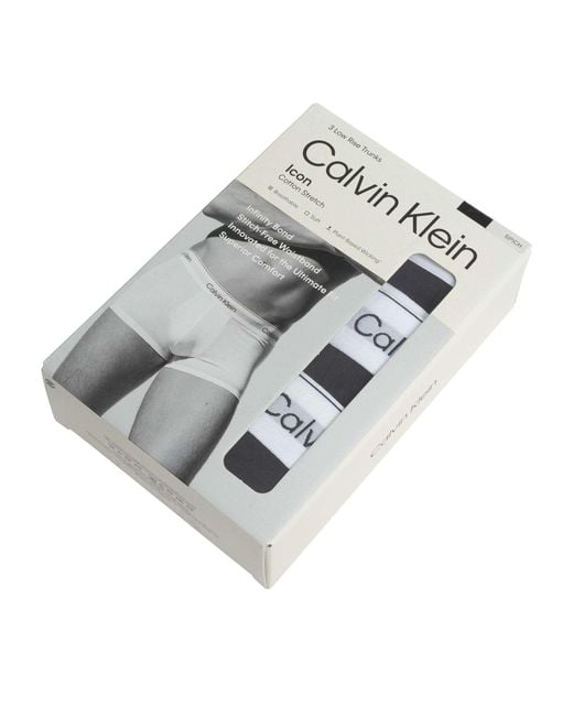 Calvin Klein Black 3 Pack Icon Low Rise Trunks for men