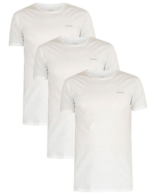 DIESEL 3 Pack Jake Plain Logo T-shirts in White for Men | Lyst