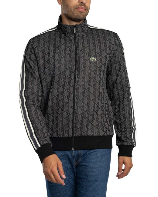Lacoste Gray Paris Zip-up Jacquard Track Jacket for men