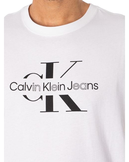 Calvin Klein White Disrupted Outline T-shirt for men