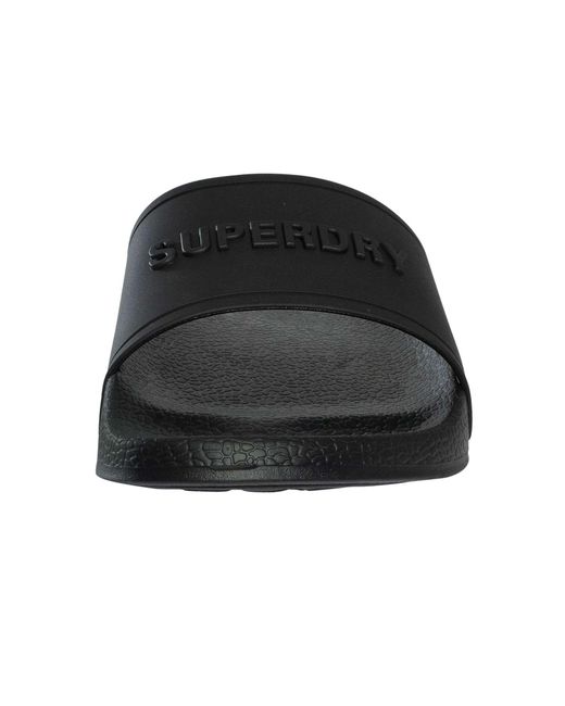 Superdry Black Premium Graphic Pool Sliders for men