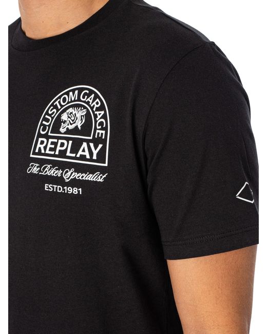 Replay Black Back Graphic Logo T-shirt for men