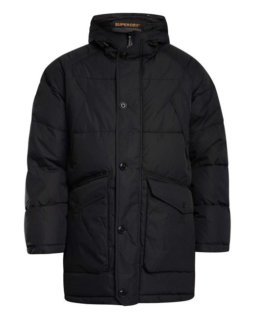 Superdry Black Expedition Puffer Parka Jacket for men