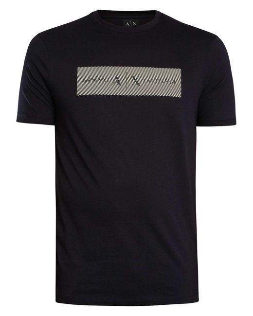ARMANI EXCHANGE Black Stripe Logo T-shirt for men