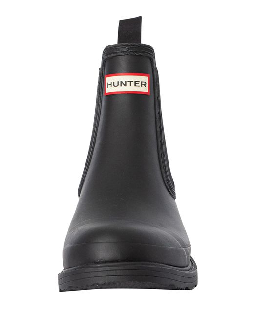 Hunter Black Commando Chelsea Wellington Boots for men