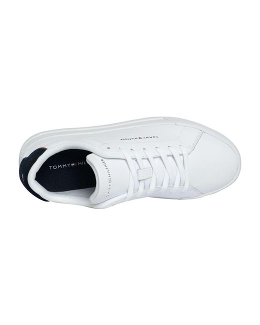 Tommy Hilfiger White Court Leather Detail Essential Trainers for men