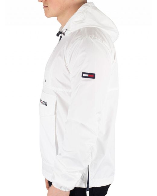 Tommy Hilfiger Classic White Nylon Shell Solid Popover Jacket for Men |  Lyst Australia