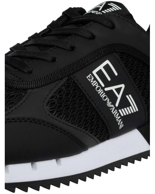 EA7 Black Athletic Logo Mesh Trainers for men